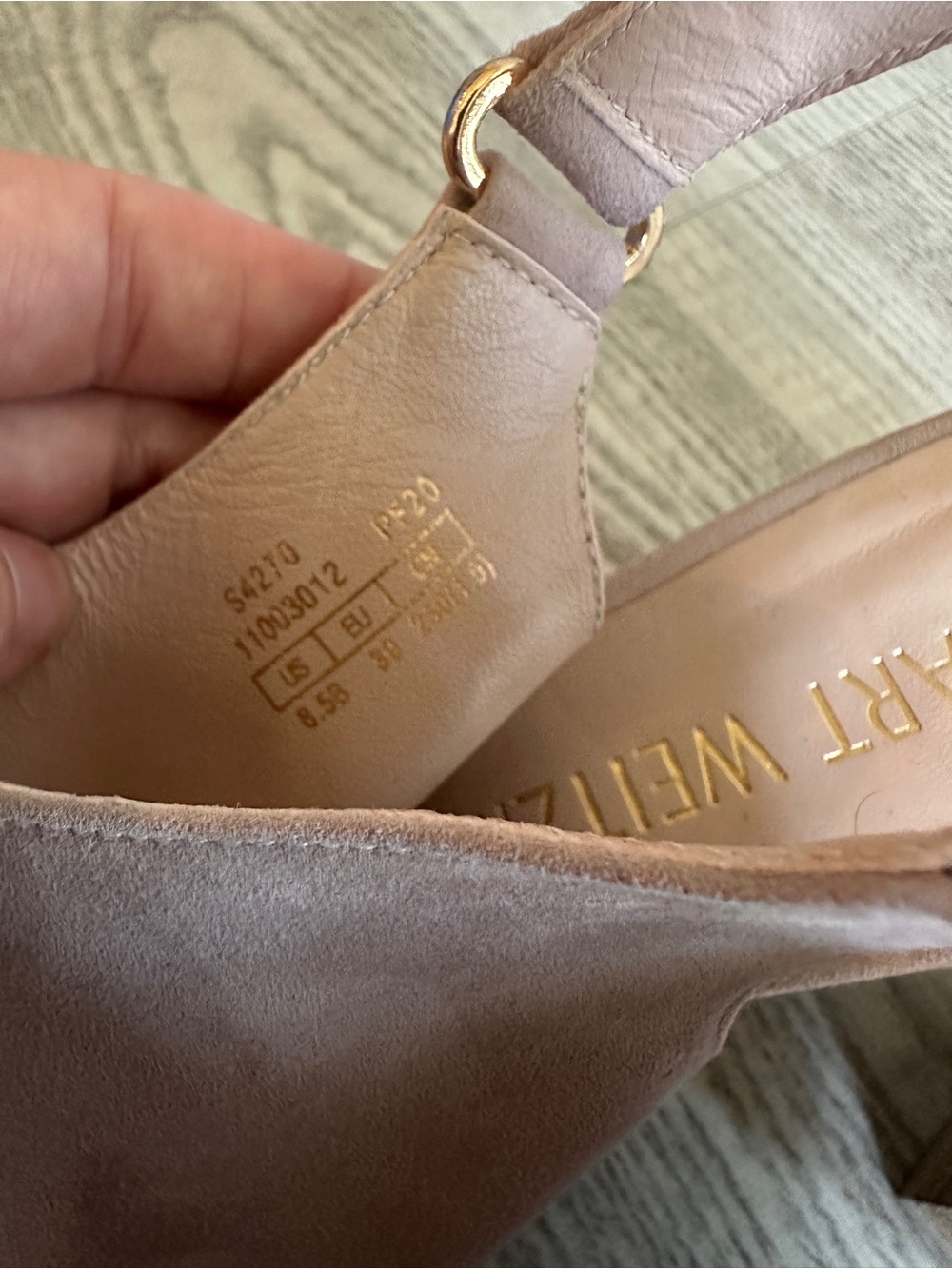 Stuart Weitzman Blush Suede Peep Toe Block Heeled Sandals 8.5 - Picture 8 of 14